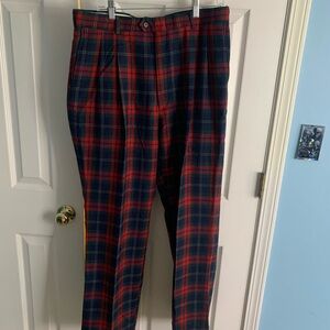 Nordstrom Men's Tartan Plaid Pants - Red and Navy